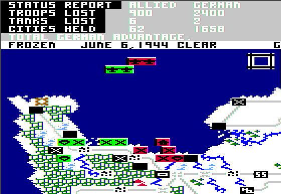 Crusade in Europe from Microprose (1985) designed by Dr. Ed Bever, originally programming by Sid Meir.